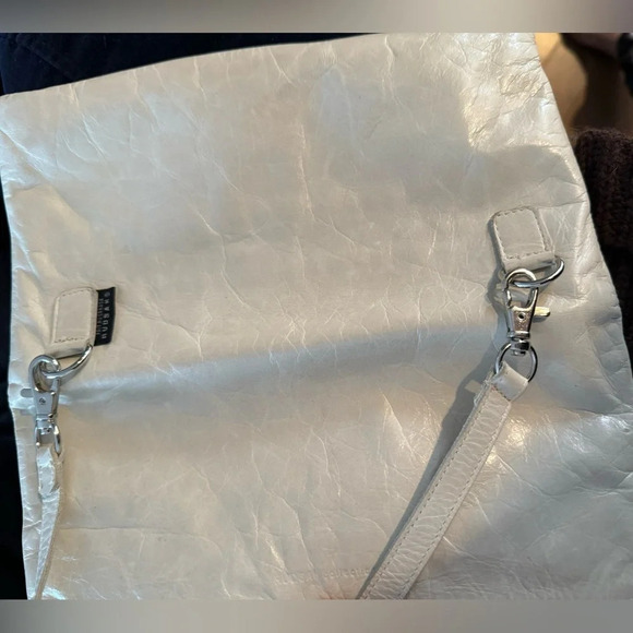 Rudsak leather shoulder hand bag clutch ivory envelope purse foldover cream rare - Picture 7 of 7